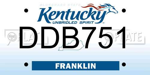 DDB751 Kentucky License Plate