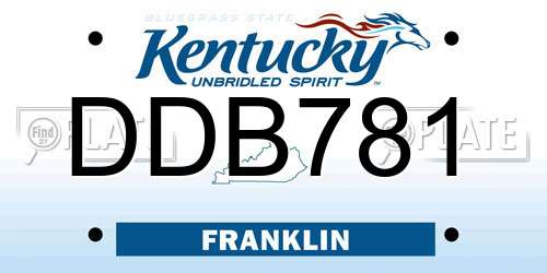 DDB781 Kentucky License Plate