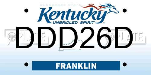 DDD26D Kentucky License Plate