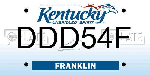 DDD54F Kentucky License Plate