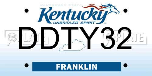 DDTY32 Kentucky License Plate