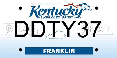 DDTY37 Kentucky License Plate