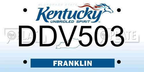 DDV503 Kentucky License Plate