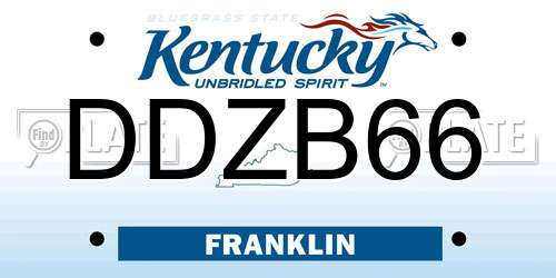 DDZB66 Kentucky License Plate