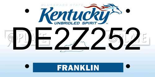 DE2Z252 Kentucky License Plate