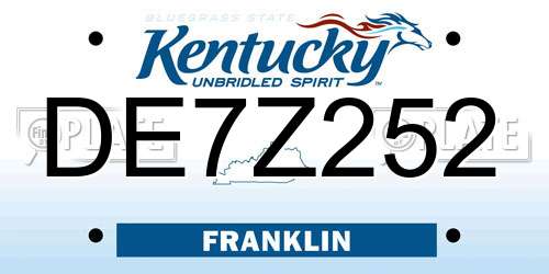 DE7Z252 Kentucky License Plate