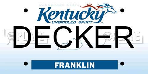 DECKER Kentucky License Plate