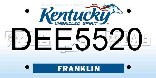 DEE5520 Kentucky License Plate