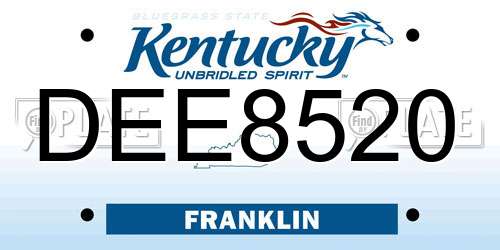 DEE8520 Kentucky License Plate