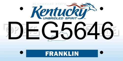 DEG5646 Kentucky License Plate