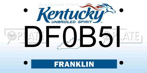 DF0B5I Kentucky License Plate