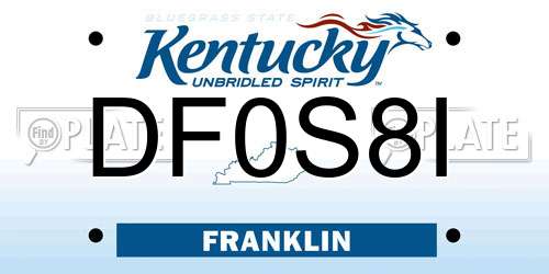 DF0S8I Kentucky License Plate