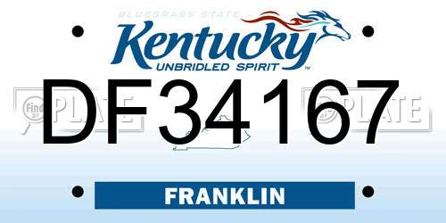 DF34167 Kentucky License Plate