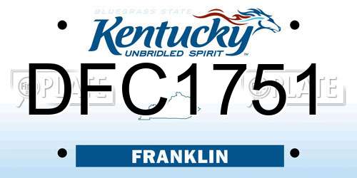 DFC1751 Kentucky License Plate