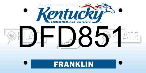 DFD851 Kentucky License Plate