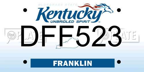 DFF523 Kentucky License Plate