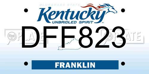 DFF823 Kentucky License Plate