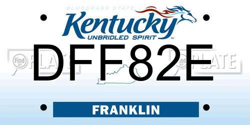DFF82E Kentucky License Plate