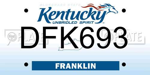 DFK693 Kentucky License Plate
