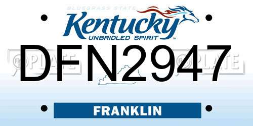 DFN2947 Kentucky License Plate