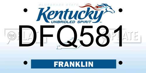DFQ581 Kentucky License Plate