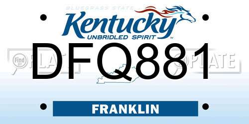 DFQ881 Kentucky License Plate
