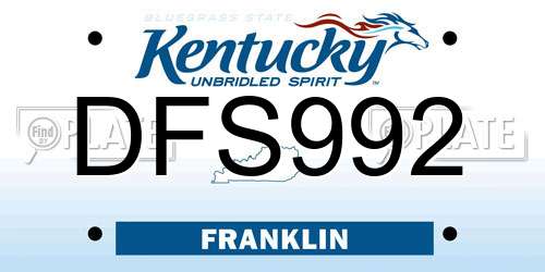 DFS992 Kentucky License Plate