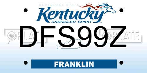 DFS99Z Kentucky License Plate
