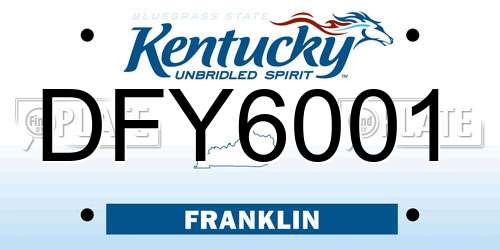DFY6001 Kentucky License Plate