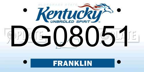 DG08051 Kentucky License Plate