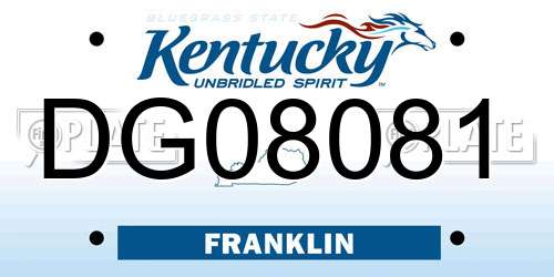 DG08081 Kentucky License Plate