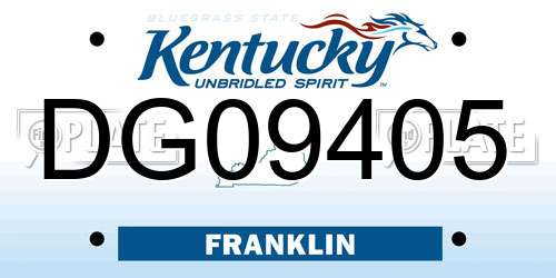 DG09405 Kentucky License Plate
