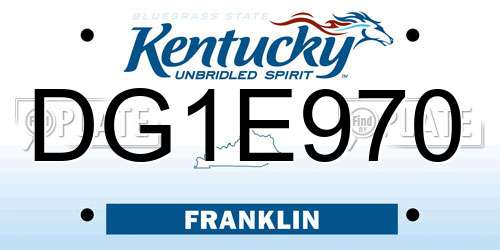 DG1E970 Kentucky License Plate