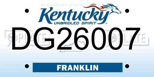 DG26007 Kentucky License Plate