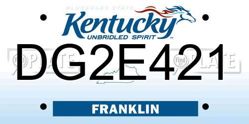 DG2E421 Kentucky License Plate