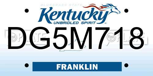 DG5M718 Kentucky License Plate