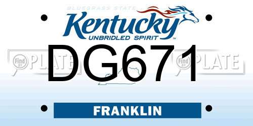 DG671 Kentucky License Plate