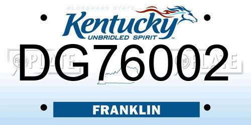 DG76002 Kentucky License Plate