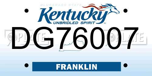 DG76007 Kentucky License Plate