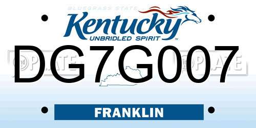DG7G007 Kentucky License Plate