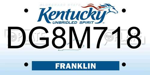 DG8M718 Kentucky License Plate