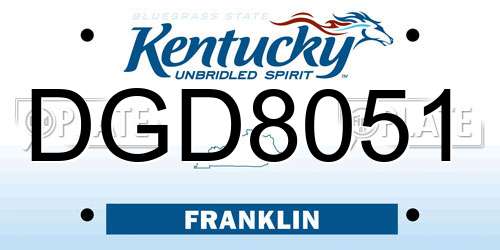 DGD8051 Kentucky License Plate