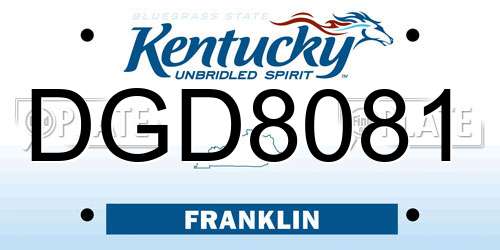 DGD8081 Kentucky License Plate