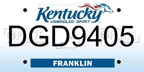 DGD9405 Kentucky License Plate
