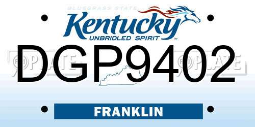DGP9402 Kentucky License Plate