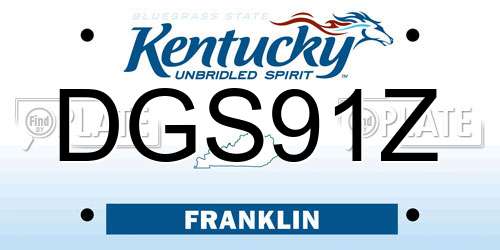 DGS91Z Kentucky License Plate