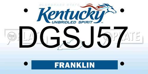 DGSJ57 Kentucky License Plate