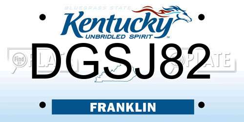DGSJ82 Kentucky License Plate