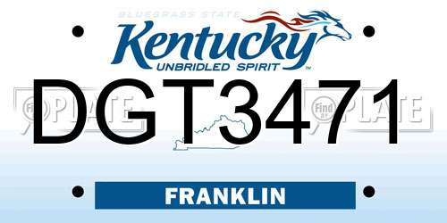 DGT3471 Kentucky License Plate
