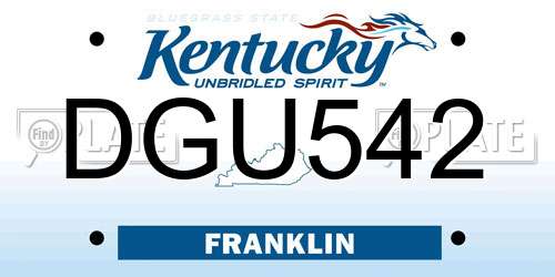 DGU542 Kentucky License Plate